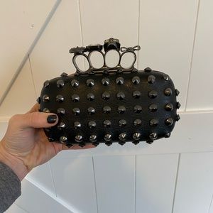 Studded black clutch